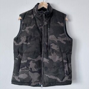 Hickey Freeman New York Mens Camouflage Wool Vest Size S Full Zip Puffer Style